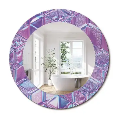 Oglindă decorativă rotundă cu aspect de cristal