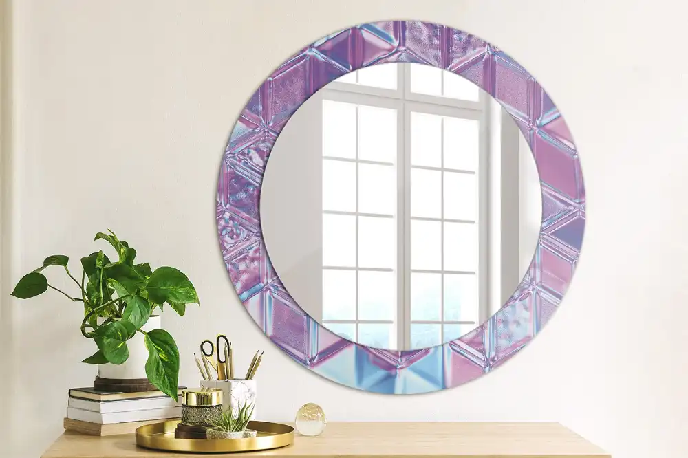 Oglindă decorativă rotundă cu aspect de cristal