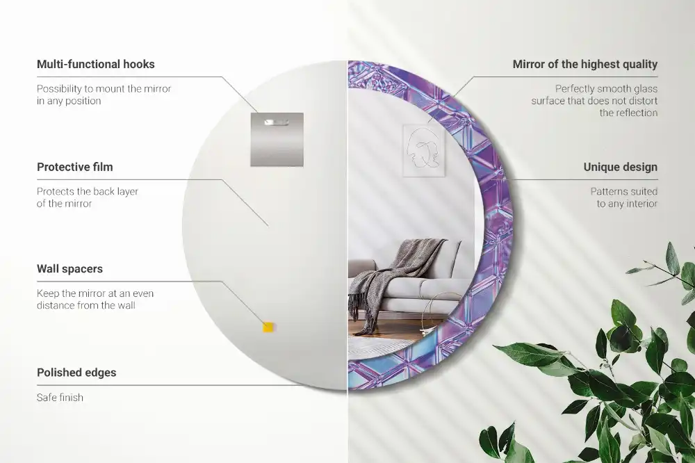 Oglindă decorativă rotundă cu aspect de cristal