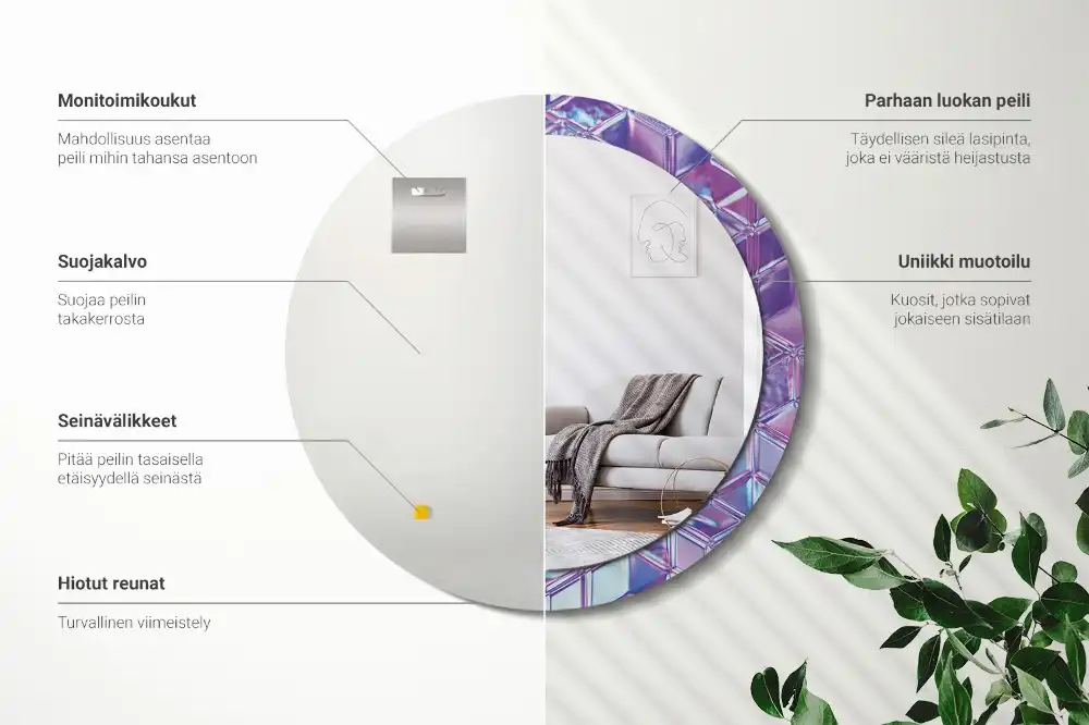 Oglindă decorativă rotundă cu aspect de cristal
