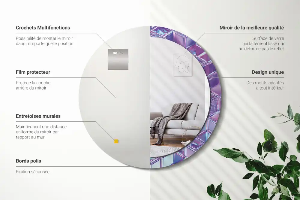 Oglindă decorativă rotundă cu aspect de cristal