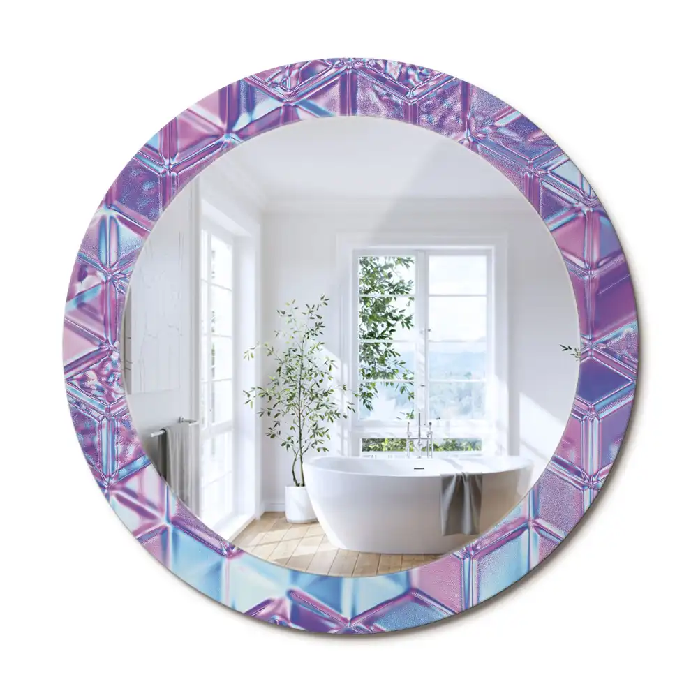 Oglindă decorativă rotundă cu aspect de cristal