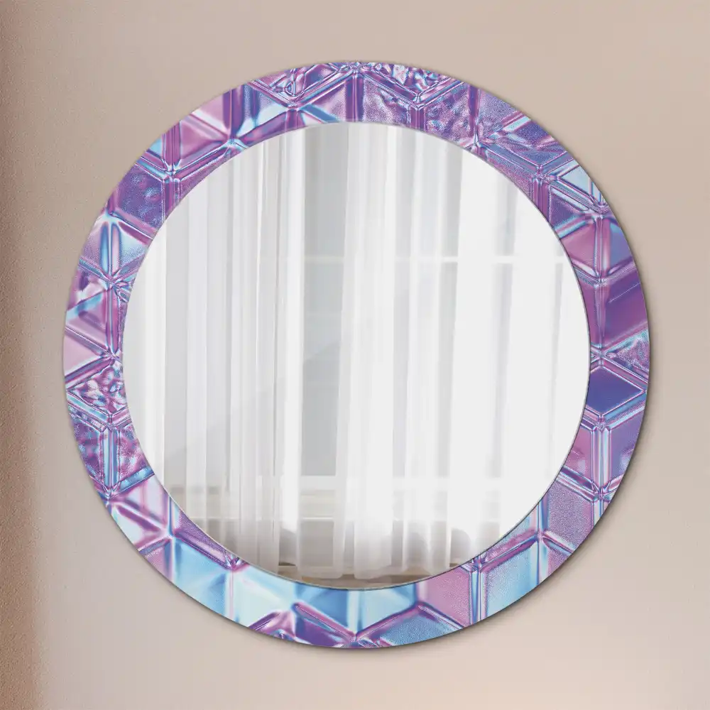 Oglindă decorativă rotundă cu aspect de cristal