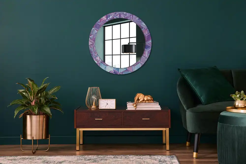 Oglindă decorativă rotundă cu aspect de cristal