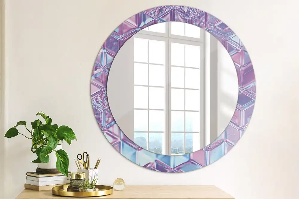 Oglindă decorativă rotundă cu aspect de cristal