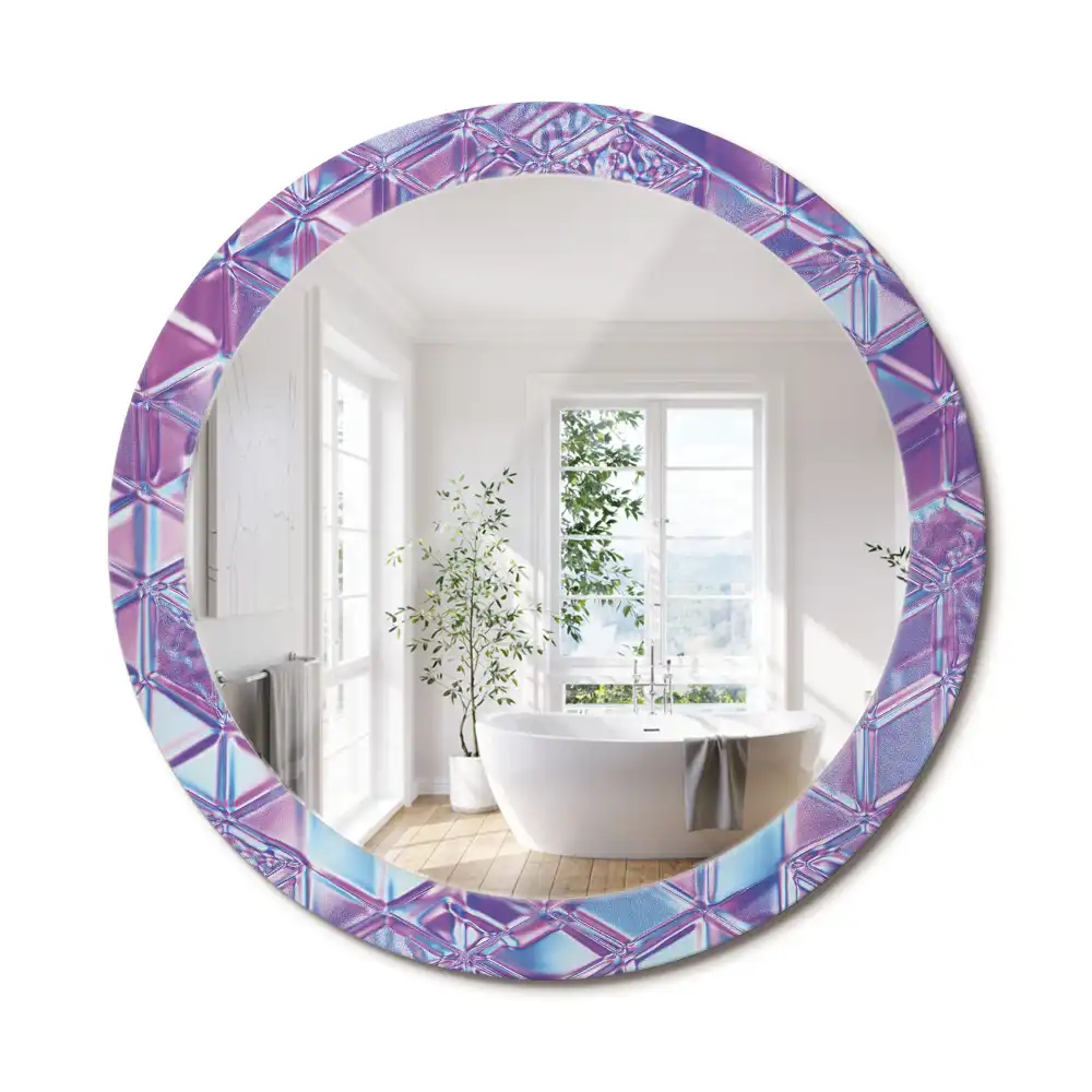 Oglindă decorativă rotundă cu aspect de cristal