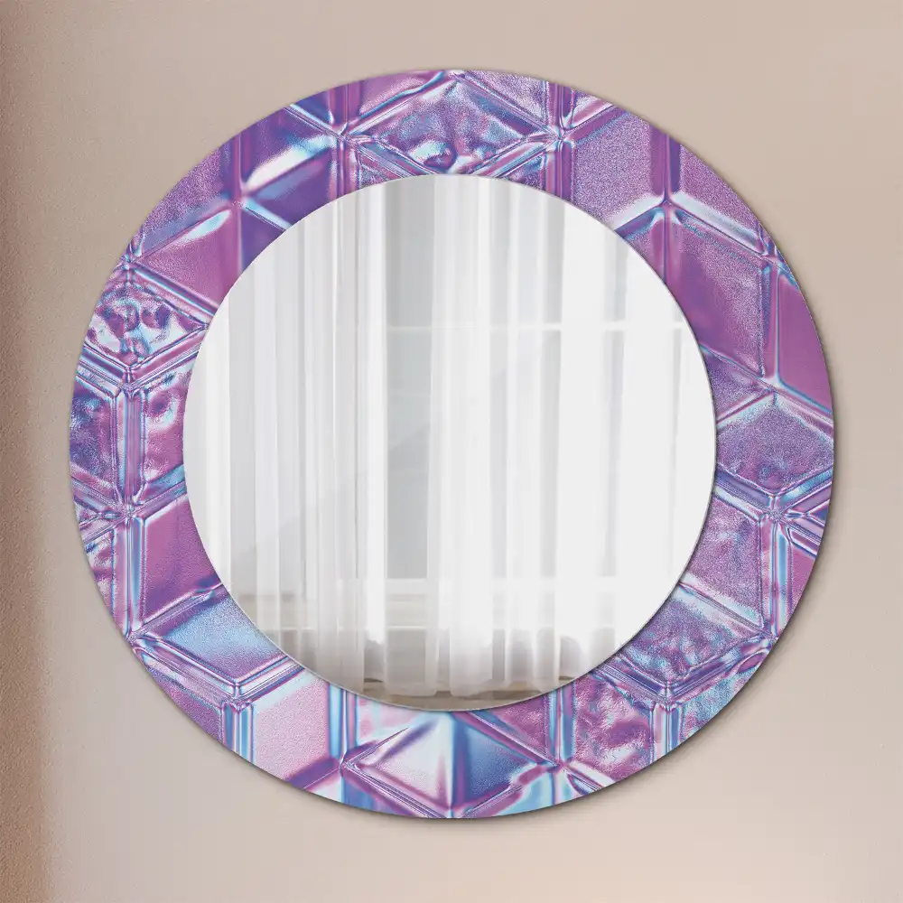 Oglindă decorativă rotundă cu aspect de cristal