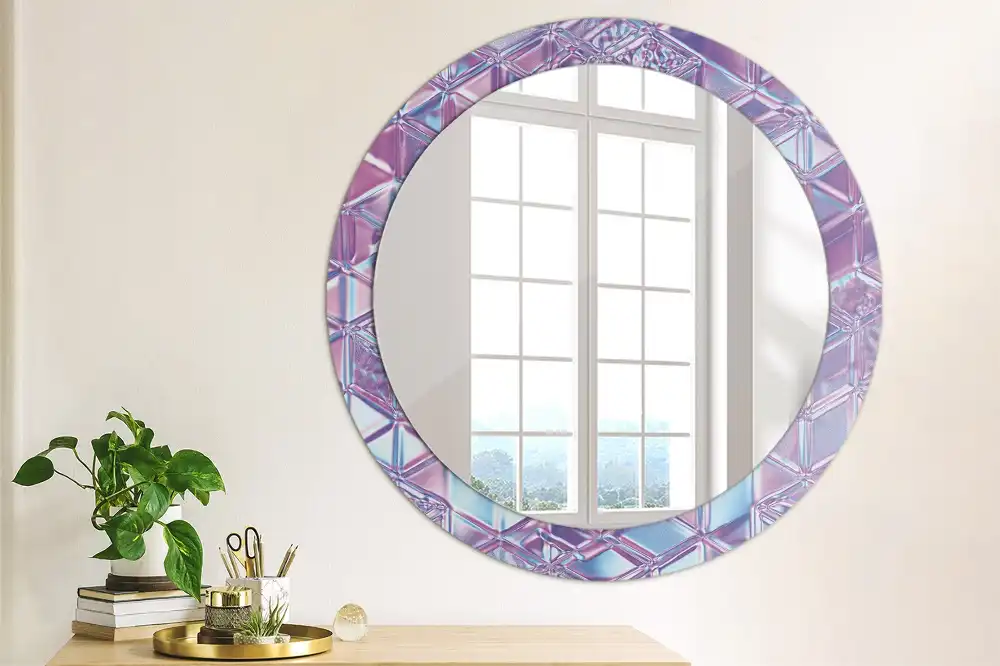 Oglindă decorativă rotundă cu aspect de cristal