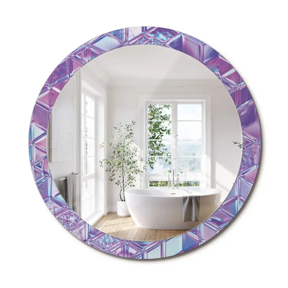 Oglindă decorativă rotundă cu aspect de cristal