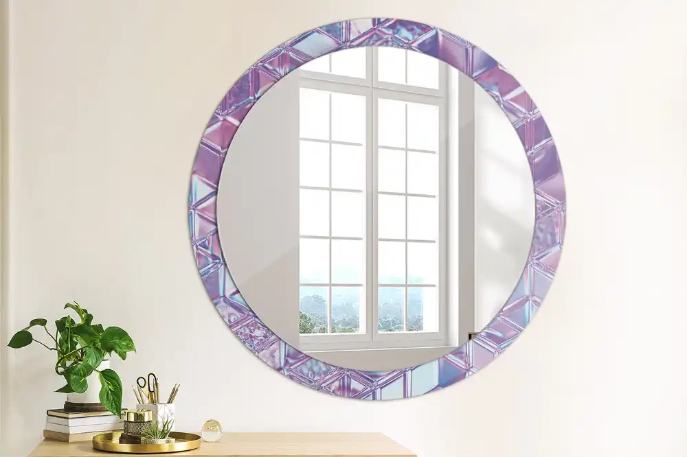 Oglindă decorativă rotundă cu aspect de cristal