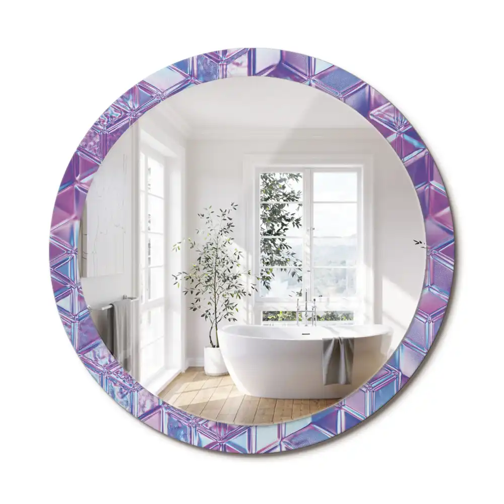 Oglindă decorativă rotundă cu aspect de cristal