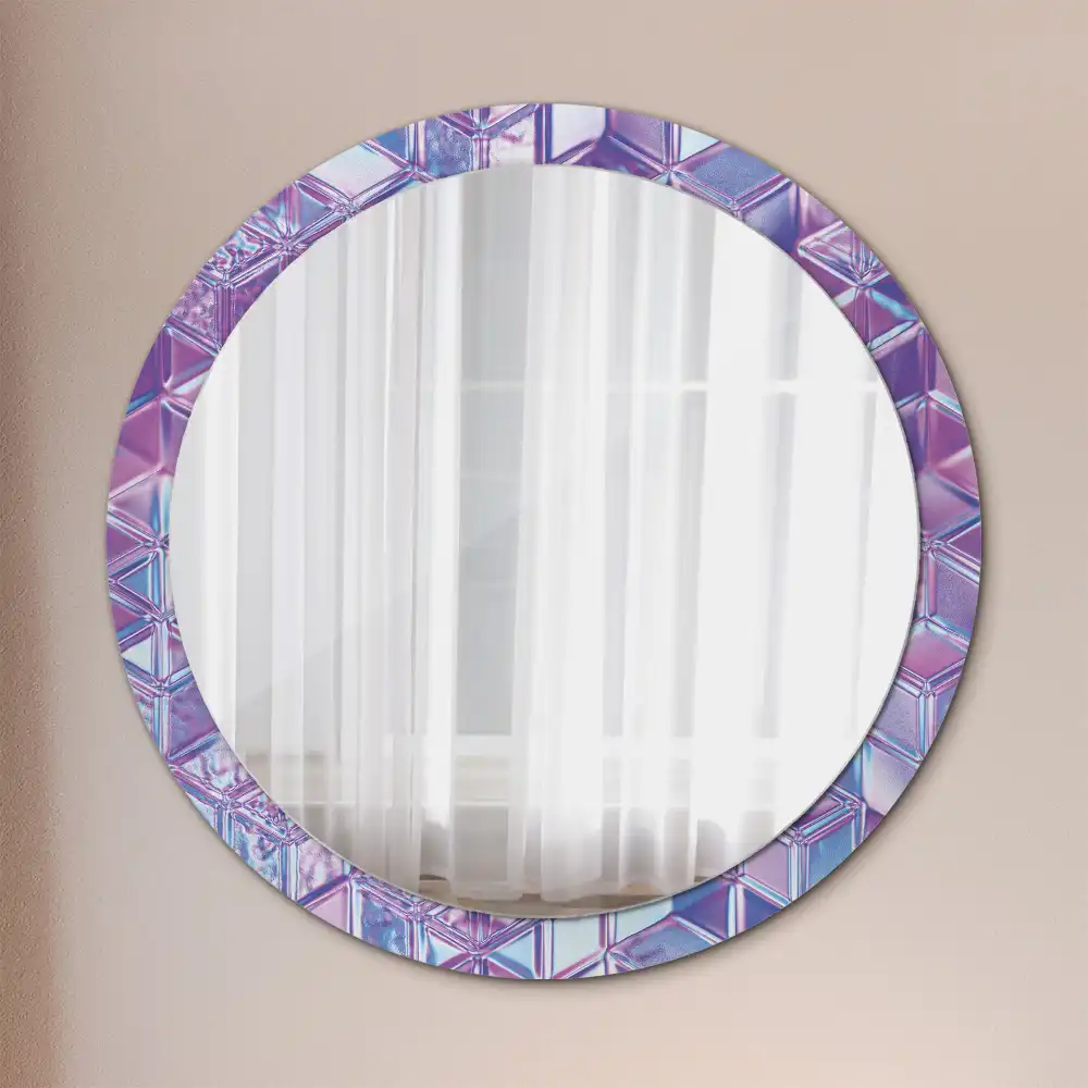 Oglindă decorativă rotundă cu aspect de cristal