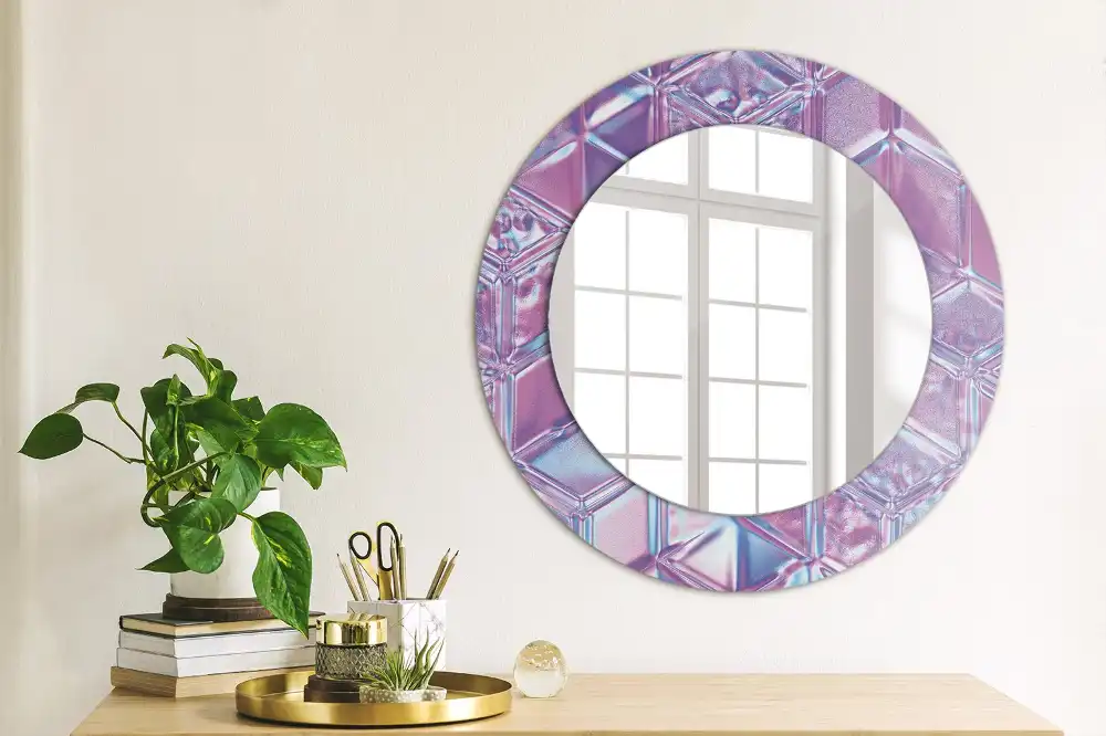 Oglindă decorativă rotundă cu aspect de cristal