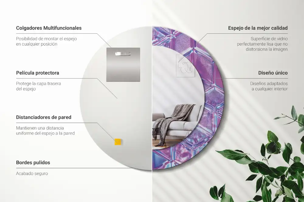 Oglindă decorativă rotundă cu aspect de cristal