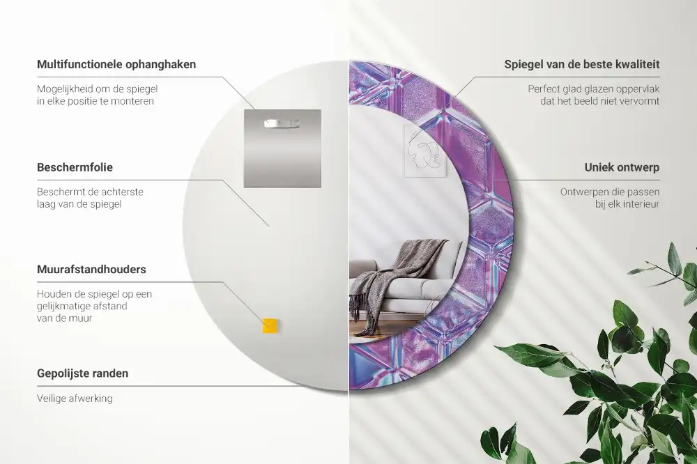 Oglindă decorativă rotundă cu aspect de cristal