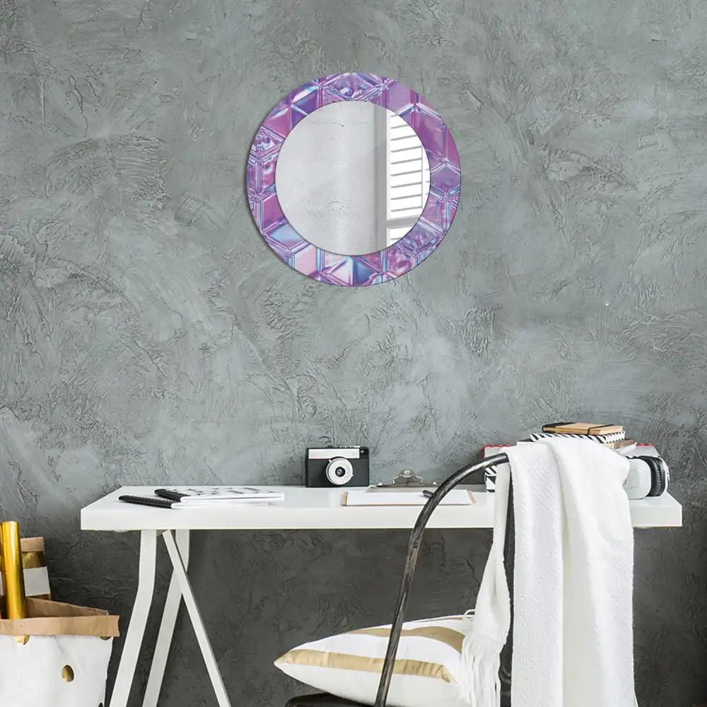 Oglindă decorativă rotundă cu aspect de cristal