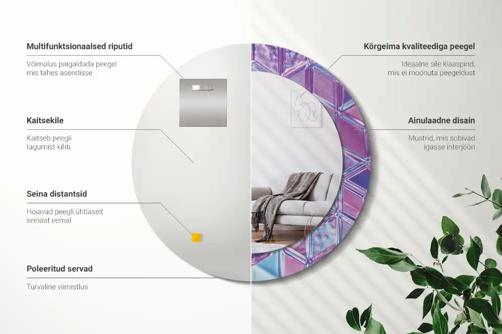 Oglindă decorativă rotundă cu aspect de cristal