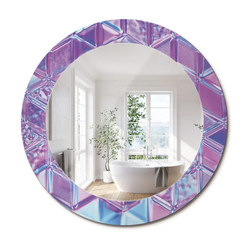 Oglindă decorativă rotundă cu aspect de cristal