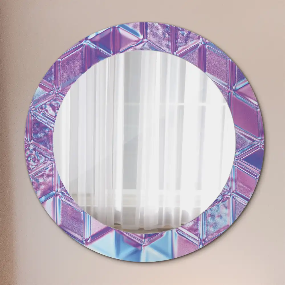 Oglindă decorativă rotundă cu aspect de cristal