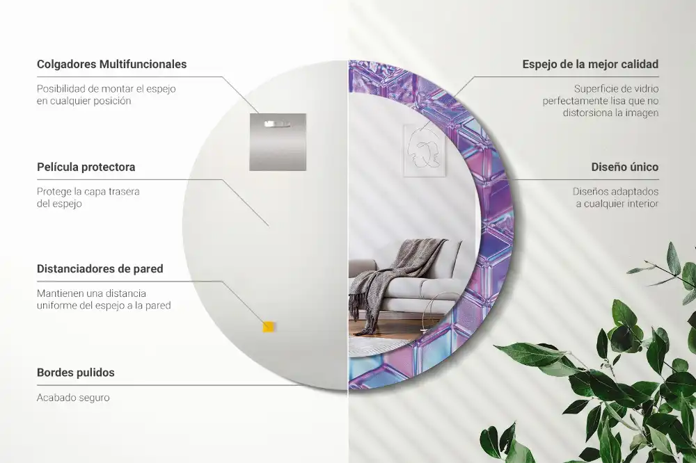 Oglindă decorativă rotundă cu aspect de cristal