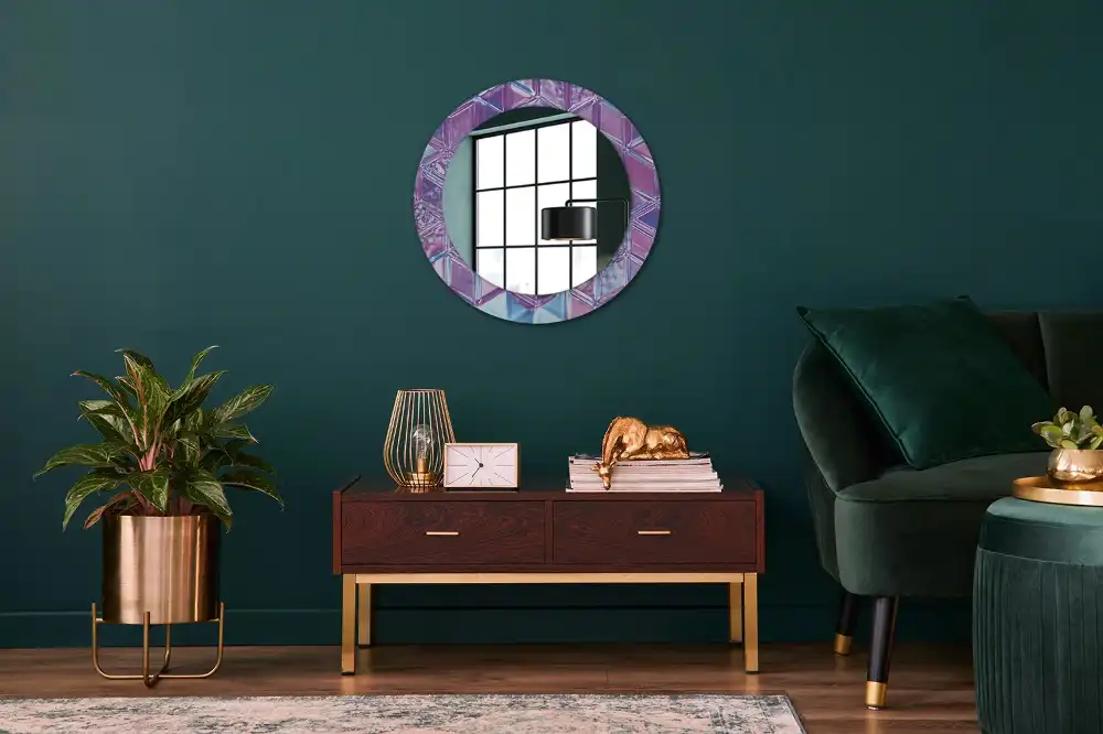 Oglindă decorativă rotundă cu aspect de cristal