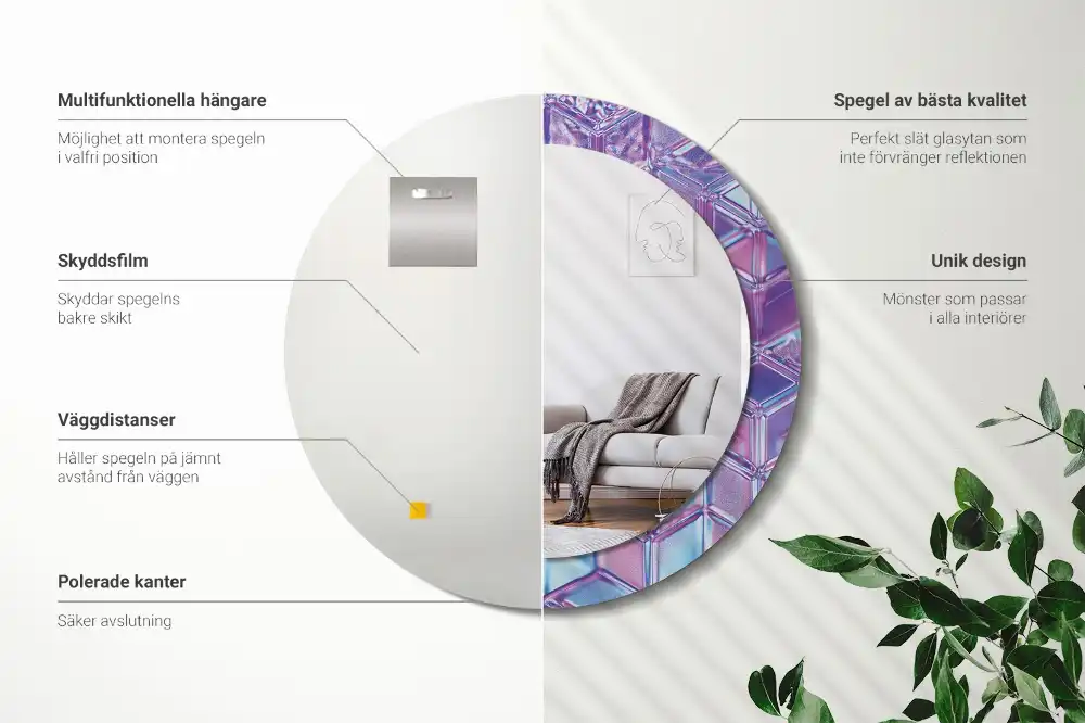 Oglindă decorativă rotundă cu aspect de cristal