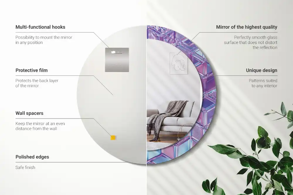 Oglindă decorativă rotundă cu aspect de cristal