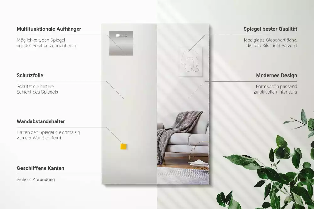 Oglindă dreptunghiulară minimalistă fără ramă