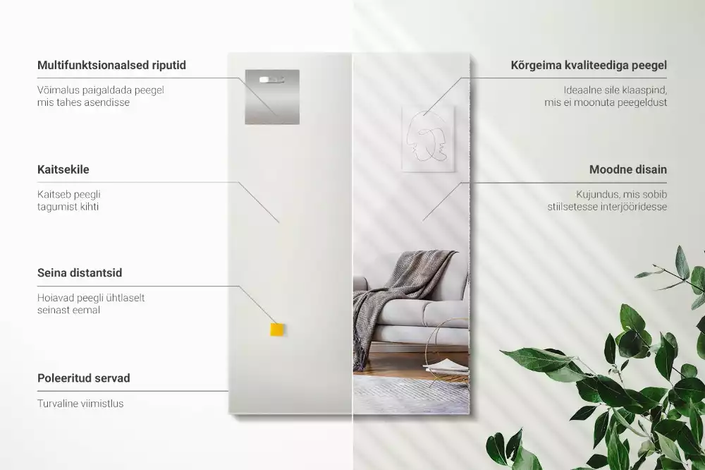 Oglindă dreptunghiulară minimalistă fără ramă