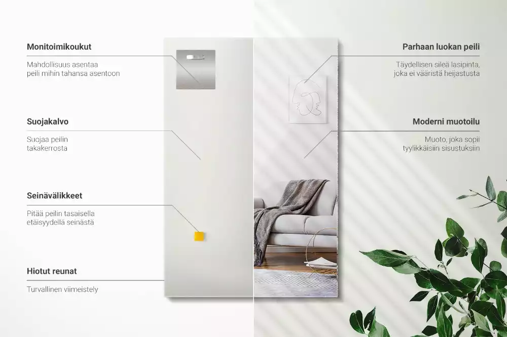 Oglindă dreptunghiulară minimalistă fără ramă