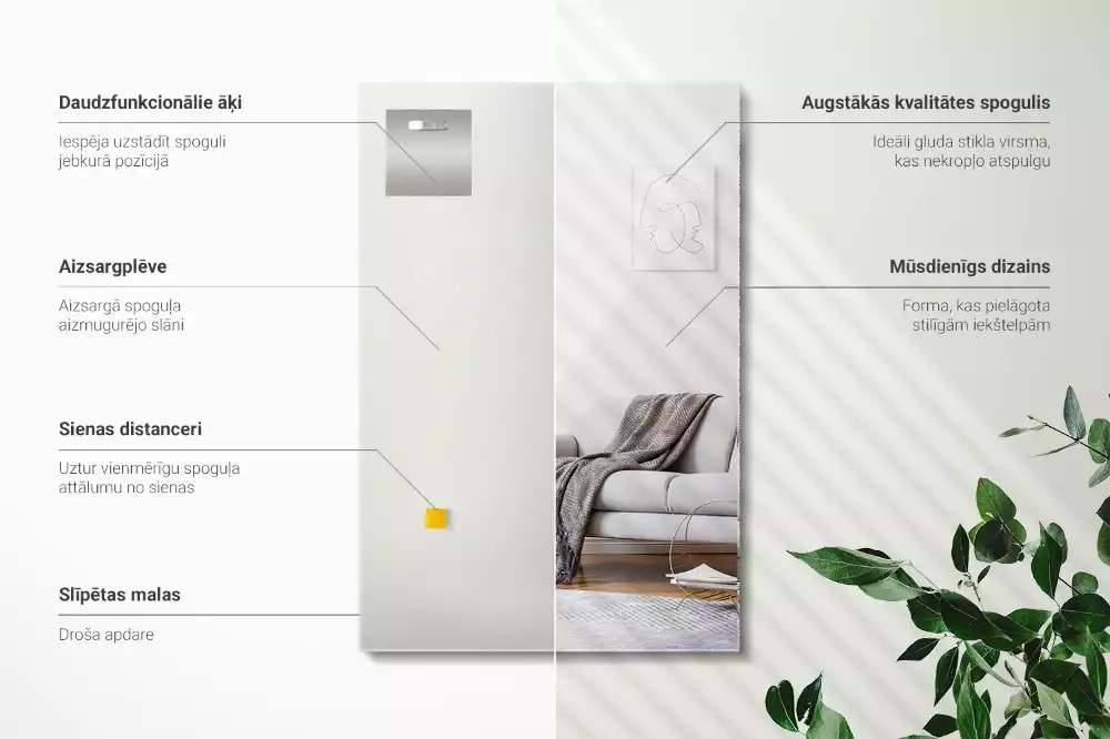 Oglindă dreptunghiulară minimalistă fără ramă
