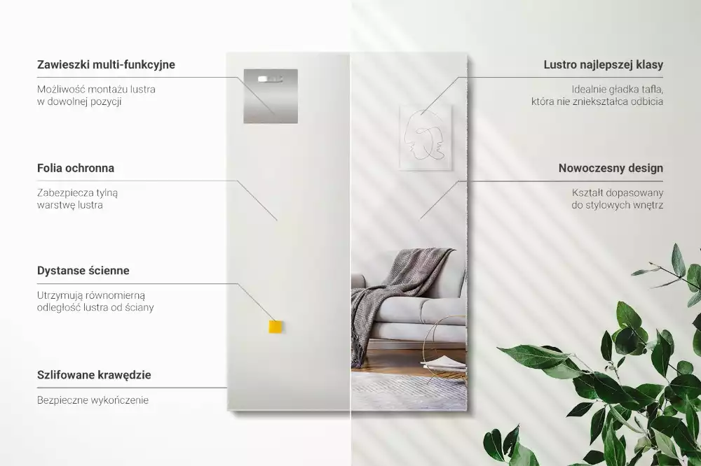 Oglindă dreptunghiulară minimalistă fără ramă