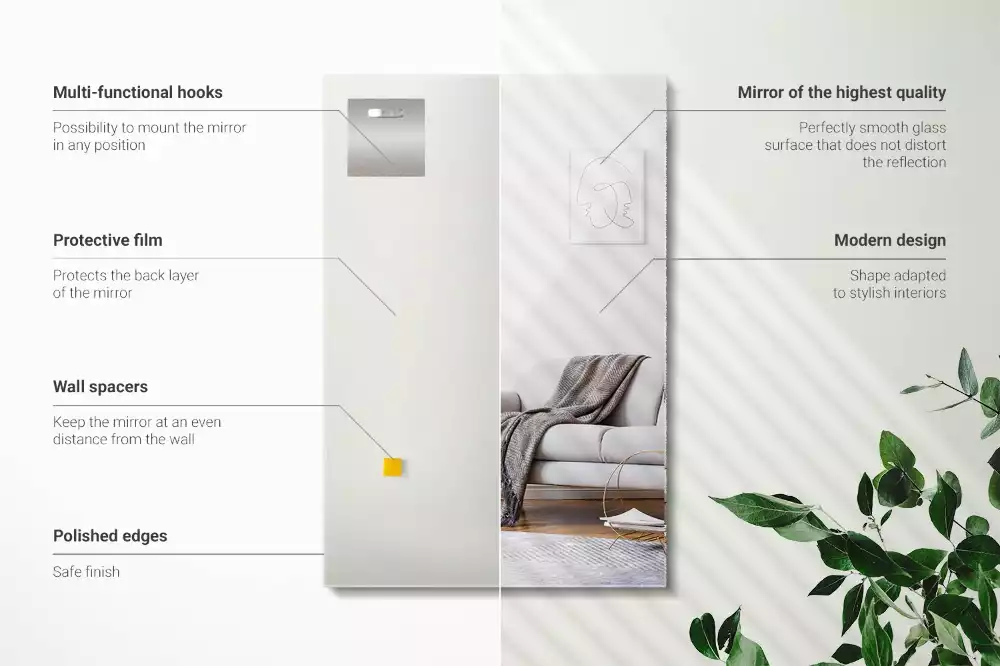 Oglindă dreptunghiulară minimalistă fără ramă