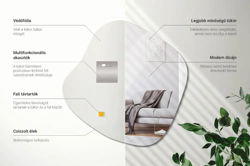 Oglindă de perete cu formă neregulată în stil modernist