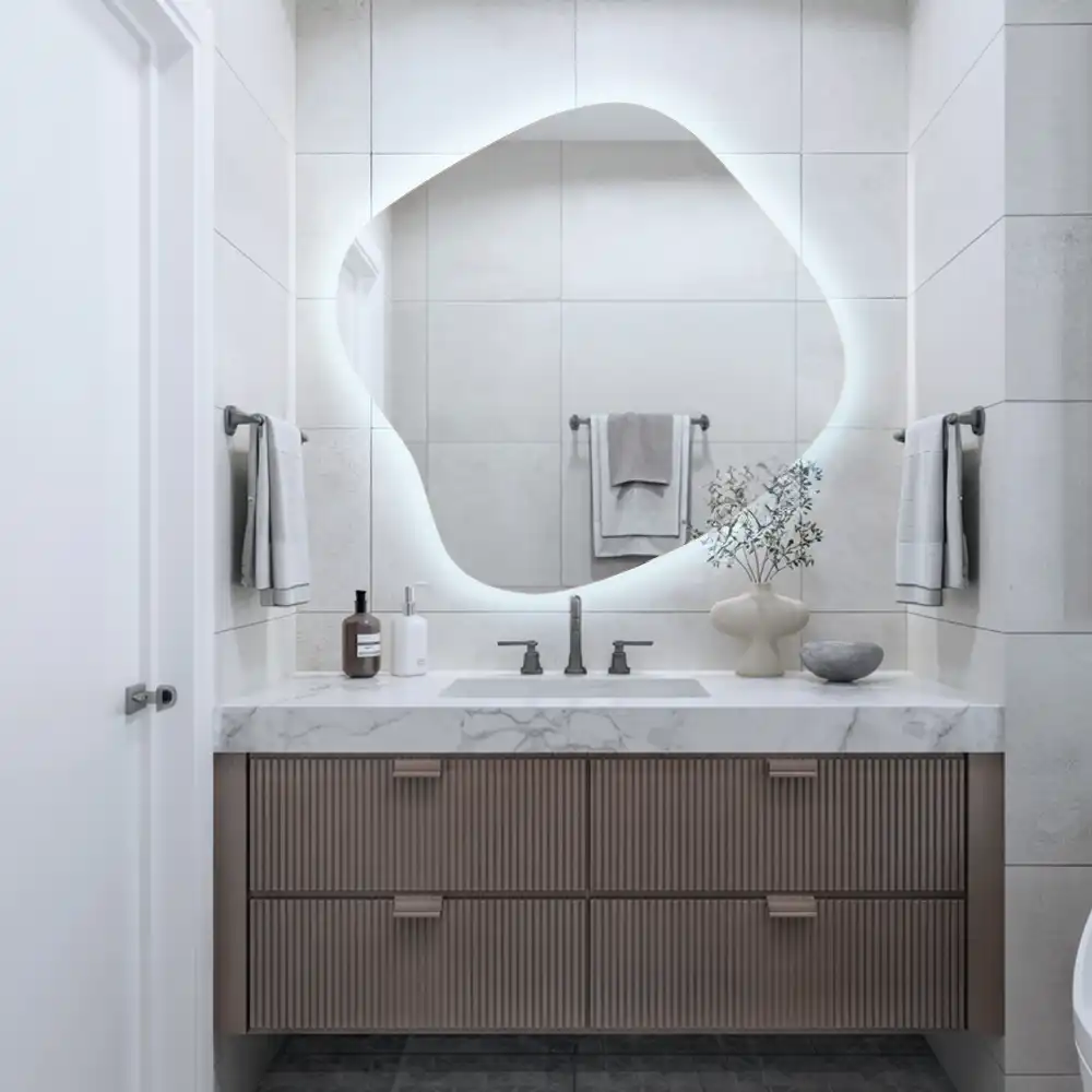 Oglindă iluminată cu formă organică
