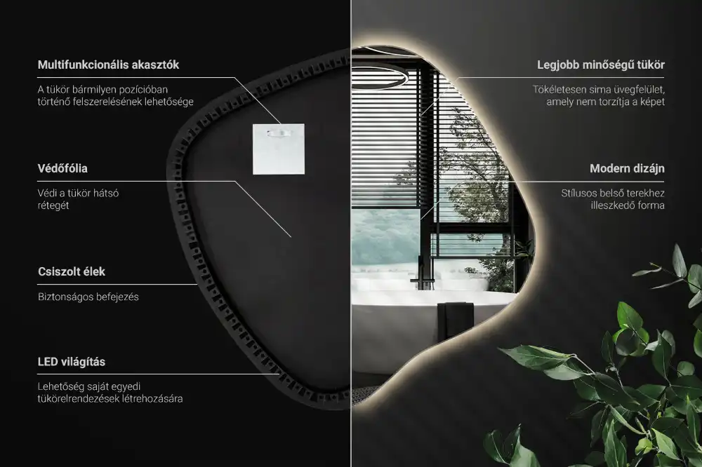 Oglindă iluminată cu formă organică
