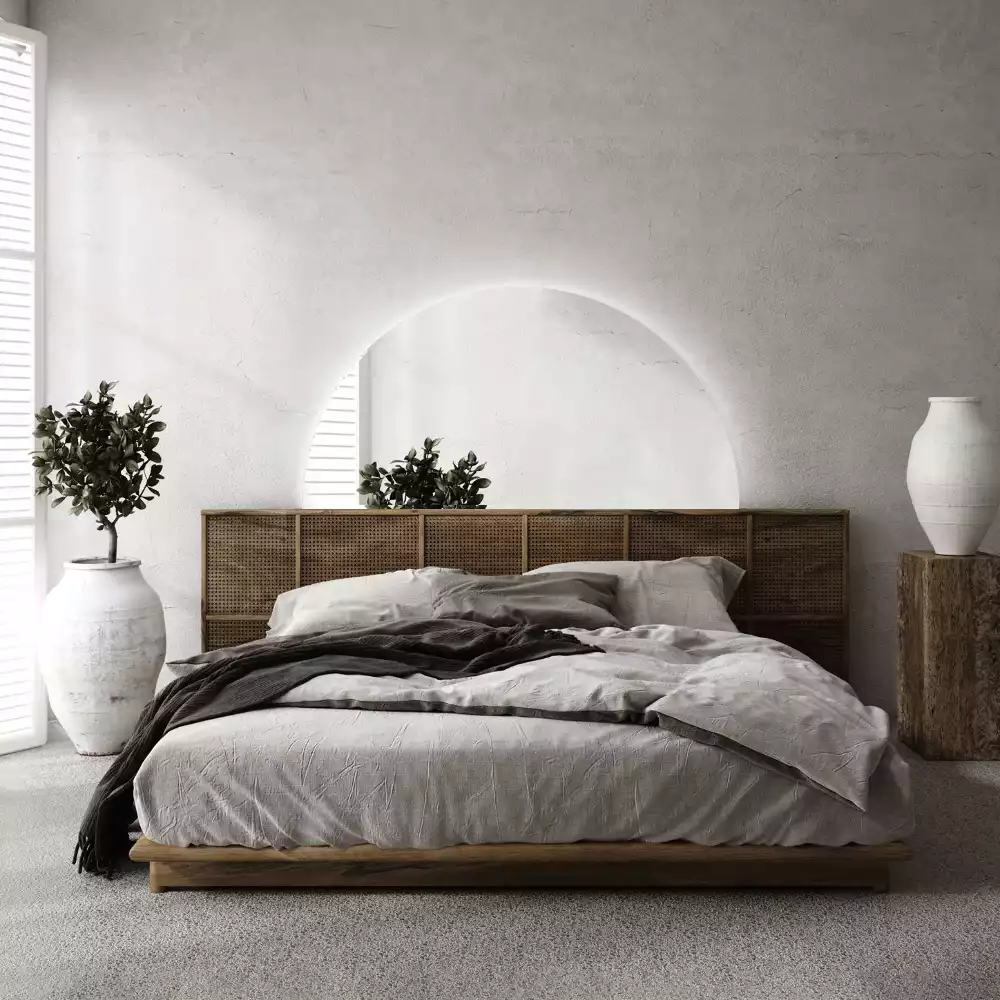Oglindă decorativă de perete în formă de semicerc cu iluminare LED