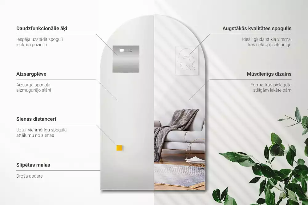Oglindă elegantă cu formă semiovală suspendată
