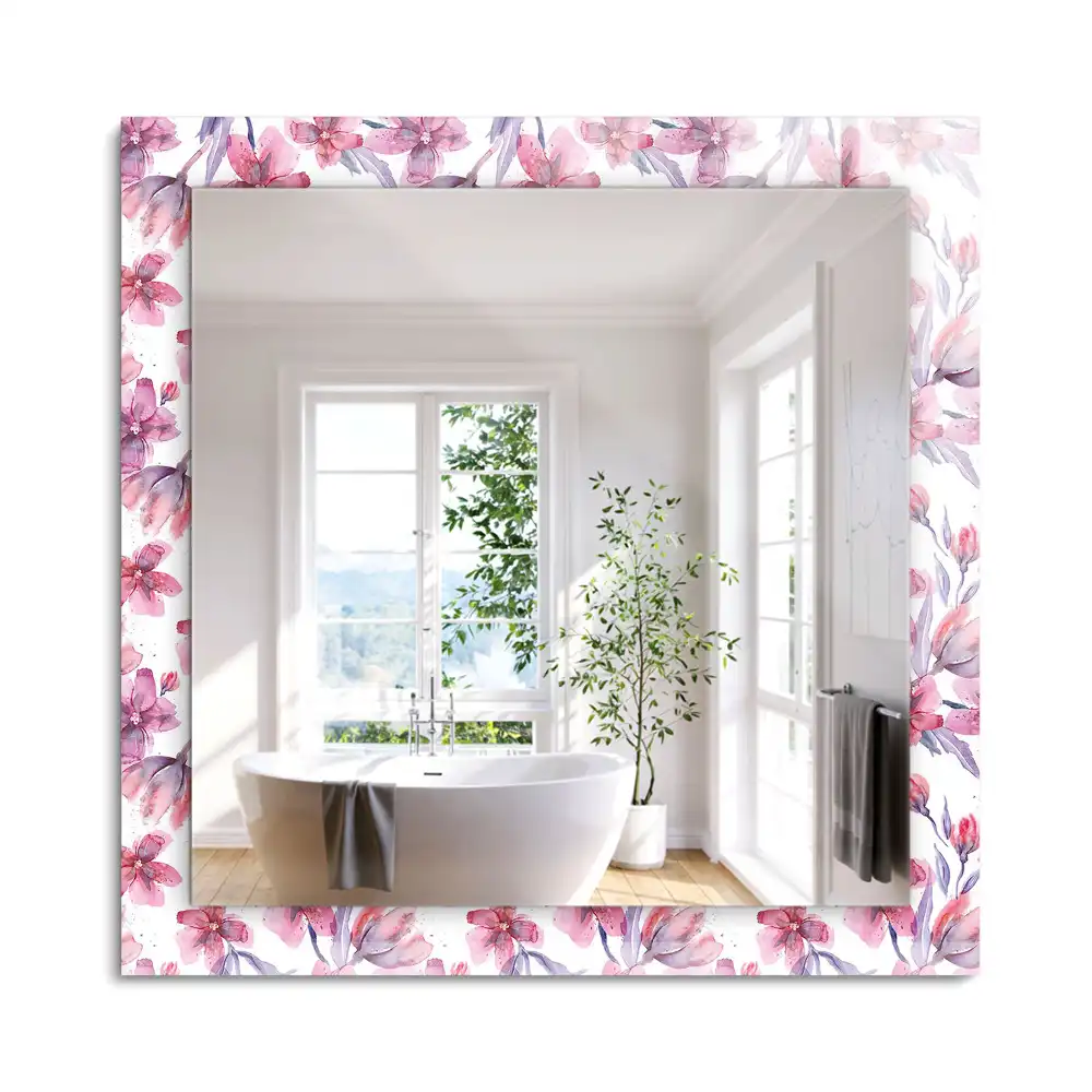 Oglindă dreptunghiulară cu imprimeu floral în acuarelă