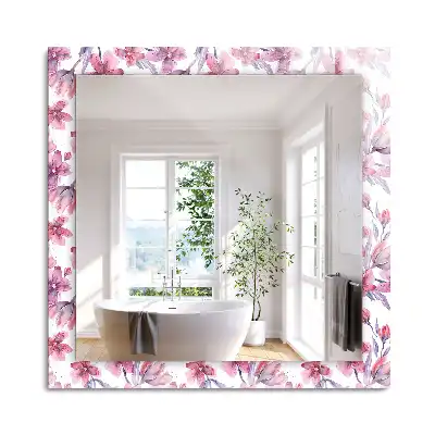 Oglindă dreptunghiulară cu imprimeu floral în acuarelă