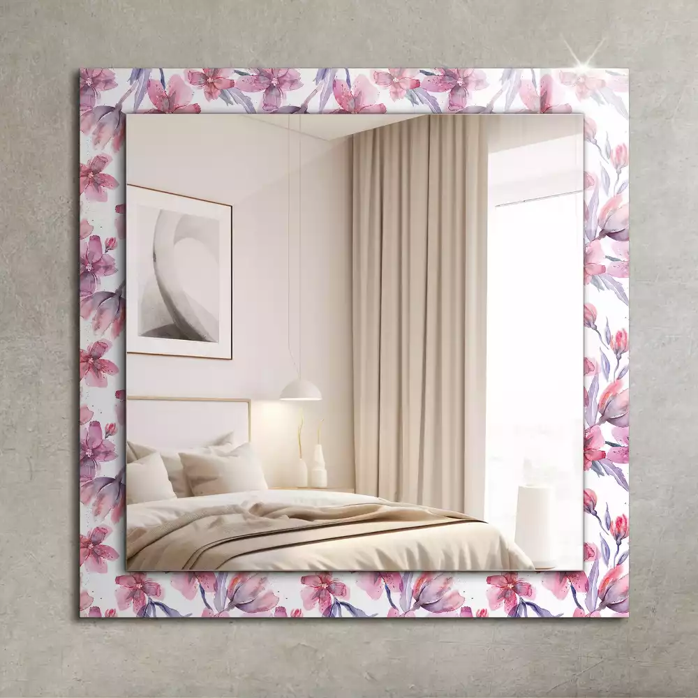 Oglindă dreptunghiulară cu imprimeu floral în acuarelă