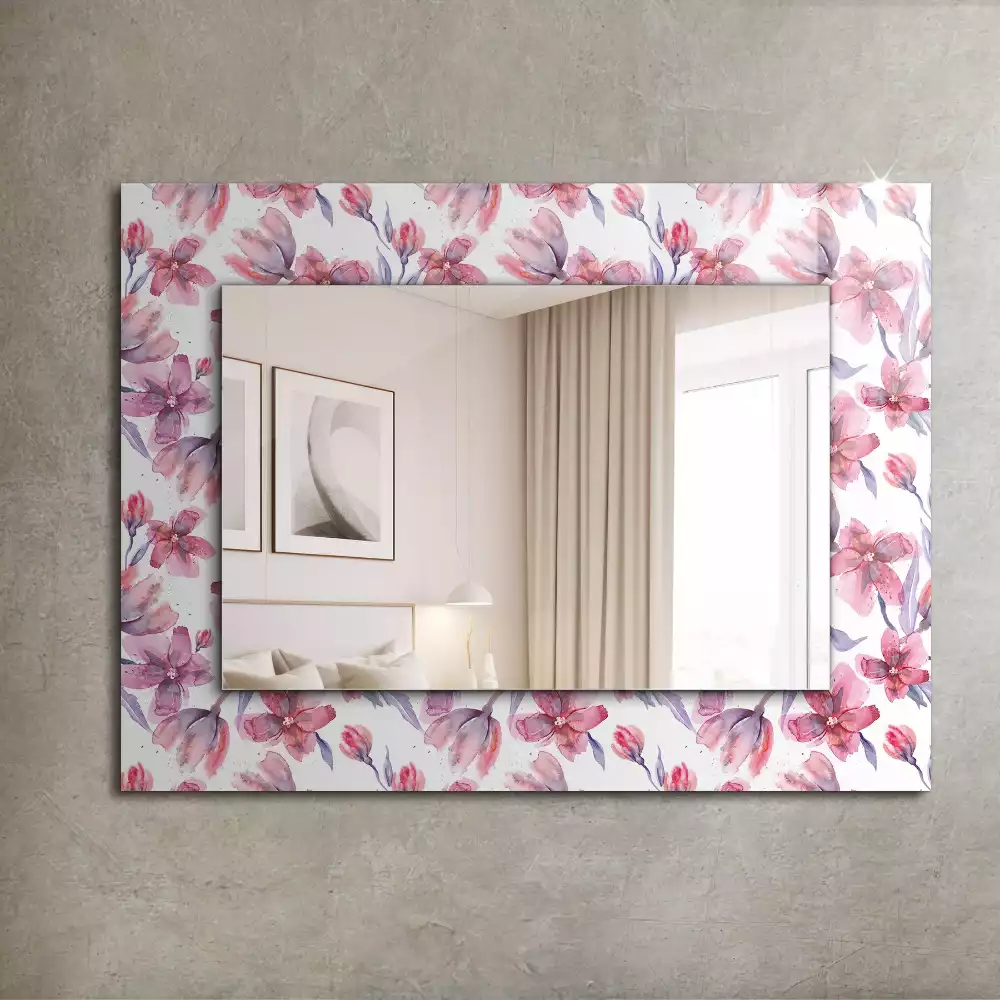 Oglindă dreptunghiulară cu imprimeu floral în acuarelă