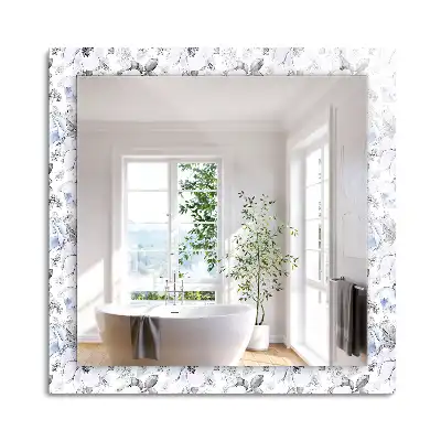 Oglindă decorativă de perete cu design floral și frunze