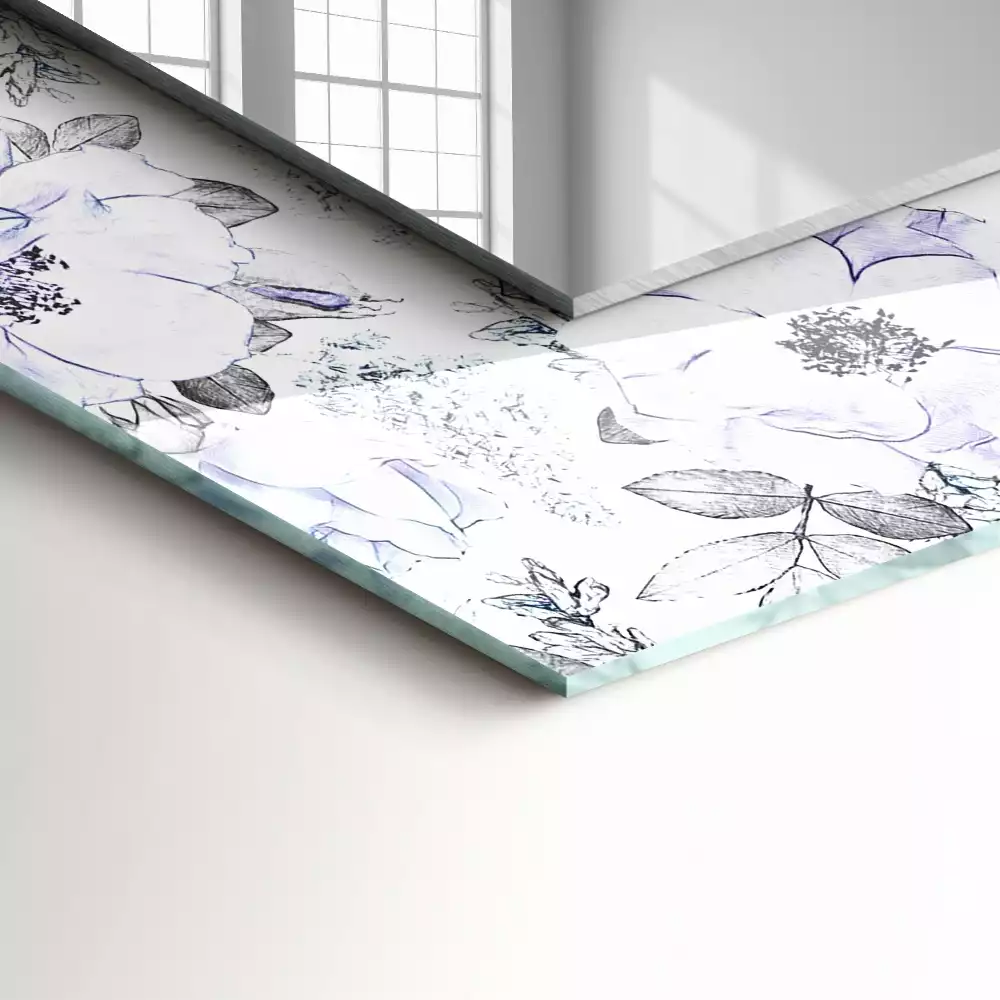 Oglindă decorativă de perete cu design floral și frunze