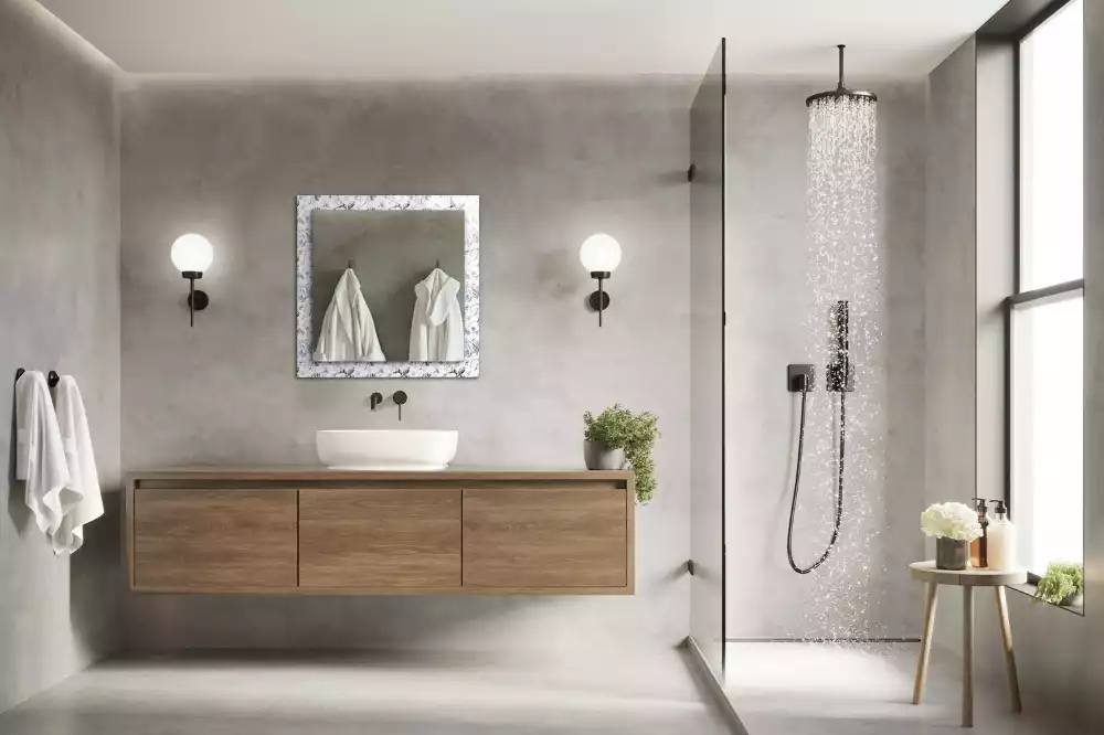 Oglindă decorativă de perete cu design floral și frunze