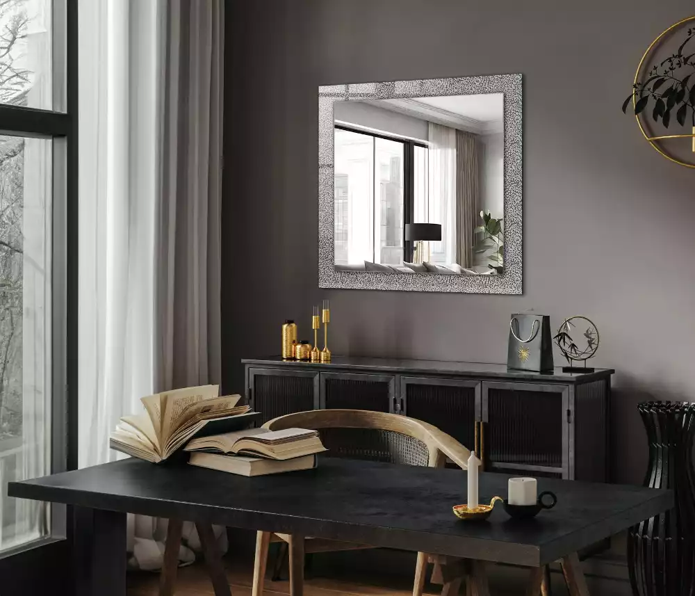Oglindă dreptunghiulară decorativă cu model 3D pentru perete