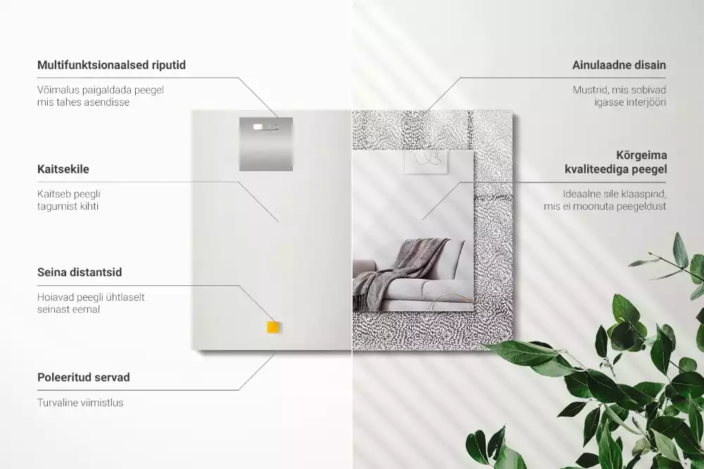 Oglindă dreptunghiulară decorativă cu model 3D pentru perete