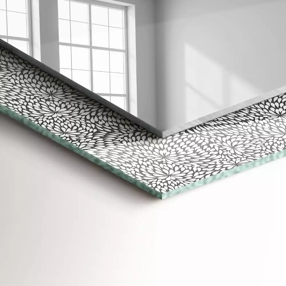 Oglindă dreptunghiulară decorativă cu model 3D pentru perete
