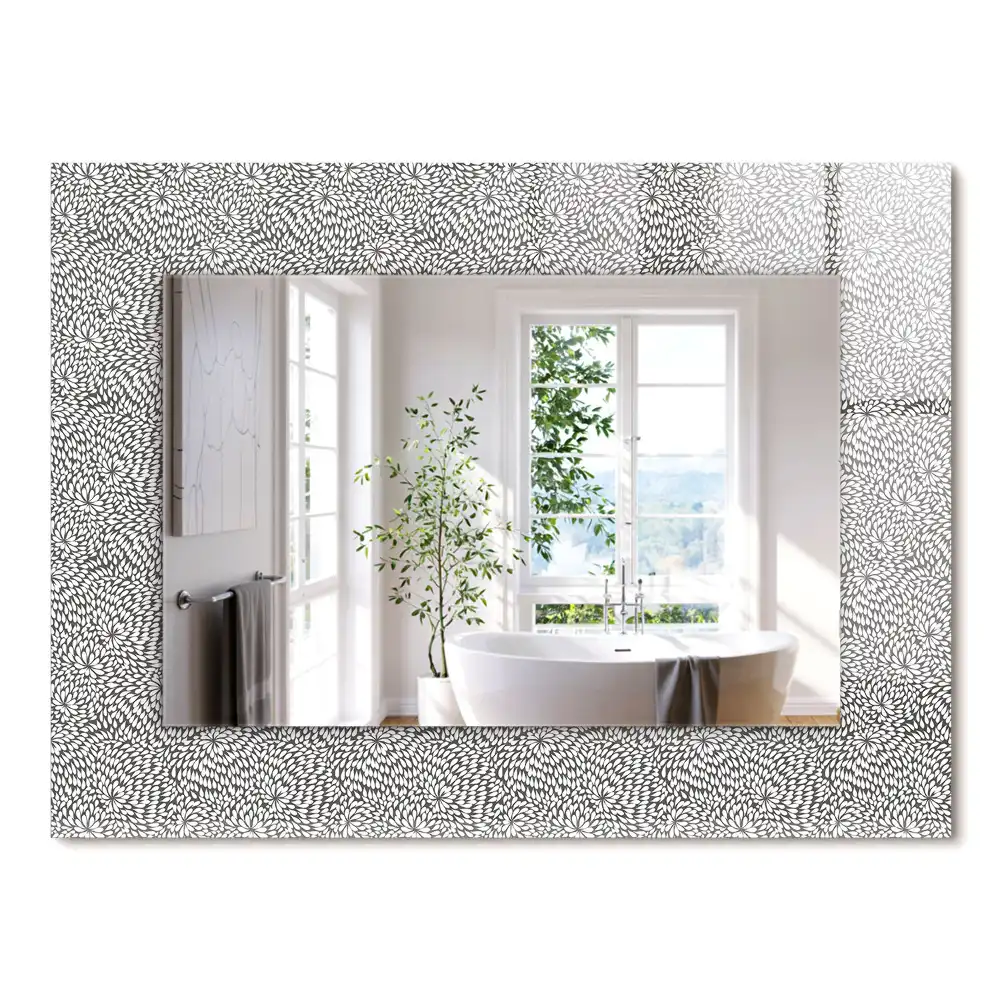 Oglindă dreptunghiulară decorativă cu model 3D pentru perete