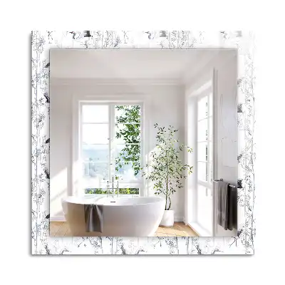 Oglindă dreptunghiulară cu decor cu macarale și bambus